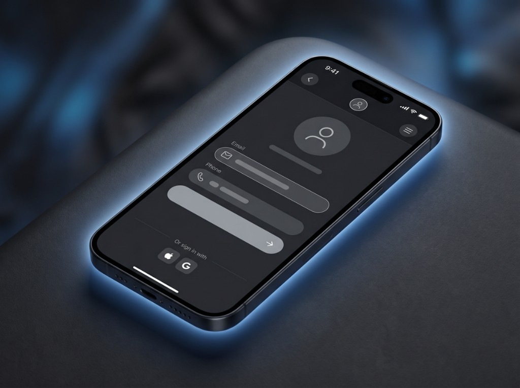 JoltRyde app on iPhone — create profile with email and phone sign-in