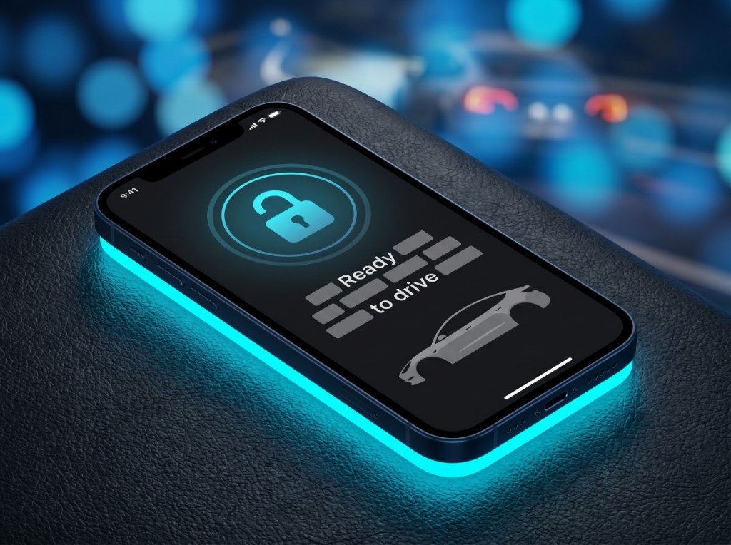 JoltRyde app on iPhone — digital key ready to drive with unlock icon